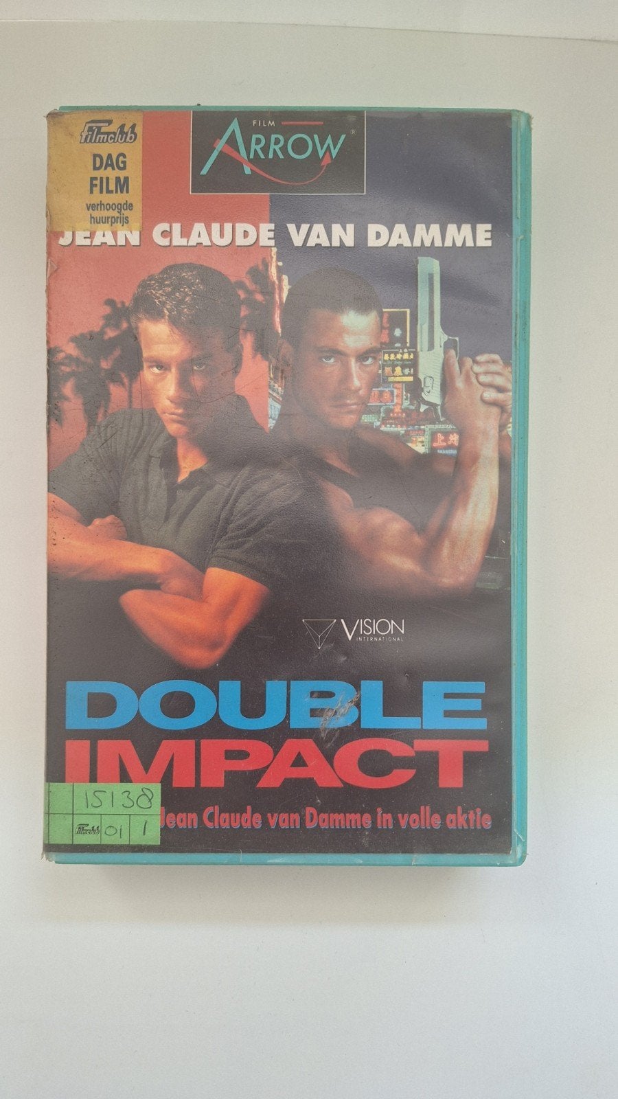 Exrental VHS Double Impact 1991, Cd's en Dvd's, VHS | Film, Gebruikt, Vanaf 16 jaar, Ophalen of Verzenden, Actie en Avontuur