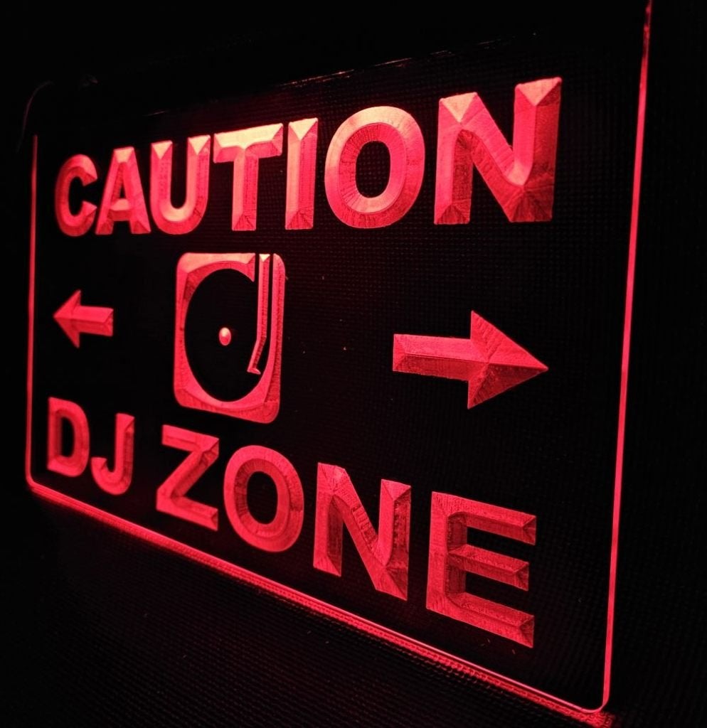 Caution DJ Zone rood led reclame ledlamp wanddeco lamp, Info@deconoord.nl, Deco Noord, Nieuw, Ophalen of Verzenden
