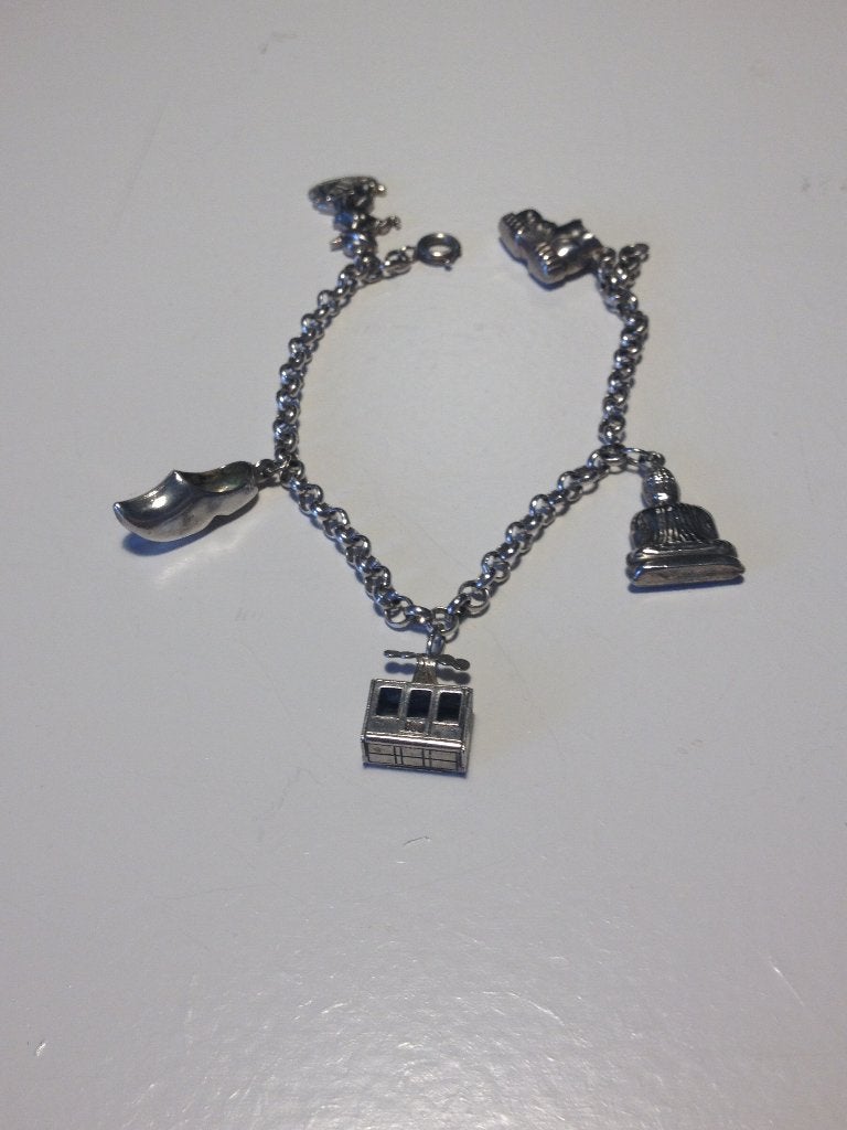 antiek zilveren bedel armband, Sieraden, Tassen en Uiterlijk, Antieke sieraden, Verzenden, Zilver, Armband
