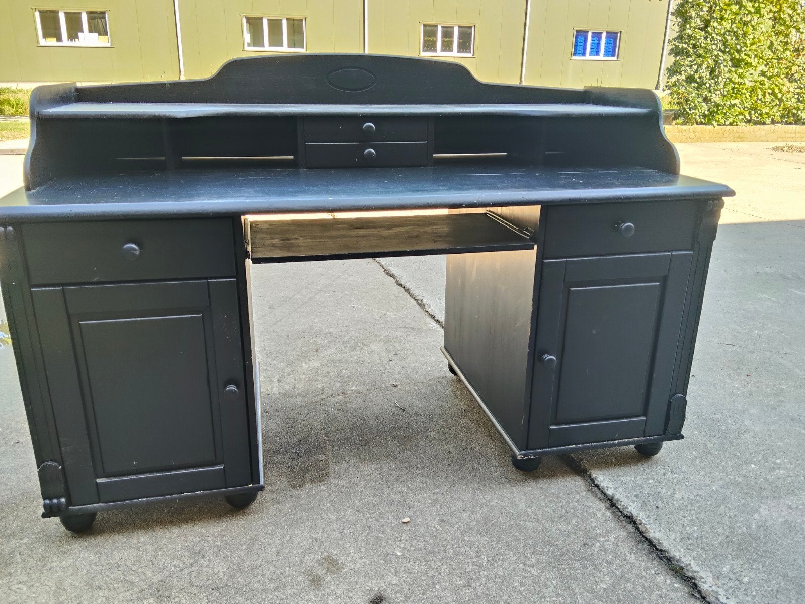 Zwart antiek secretaire bureau met opbergruimte, Ophalen, Gebruikt, Hout, Secretaire