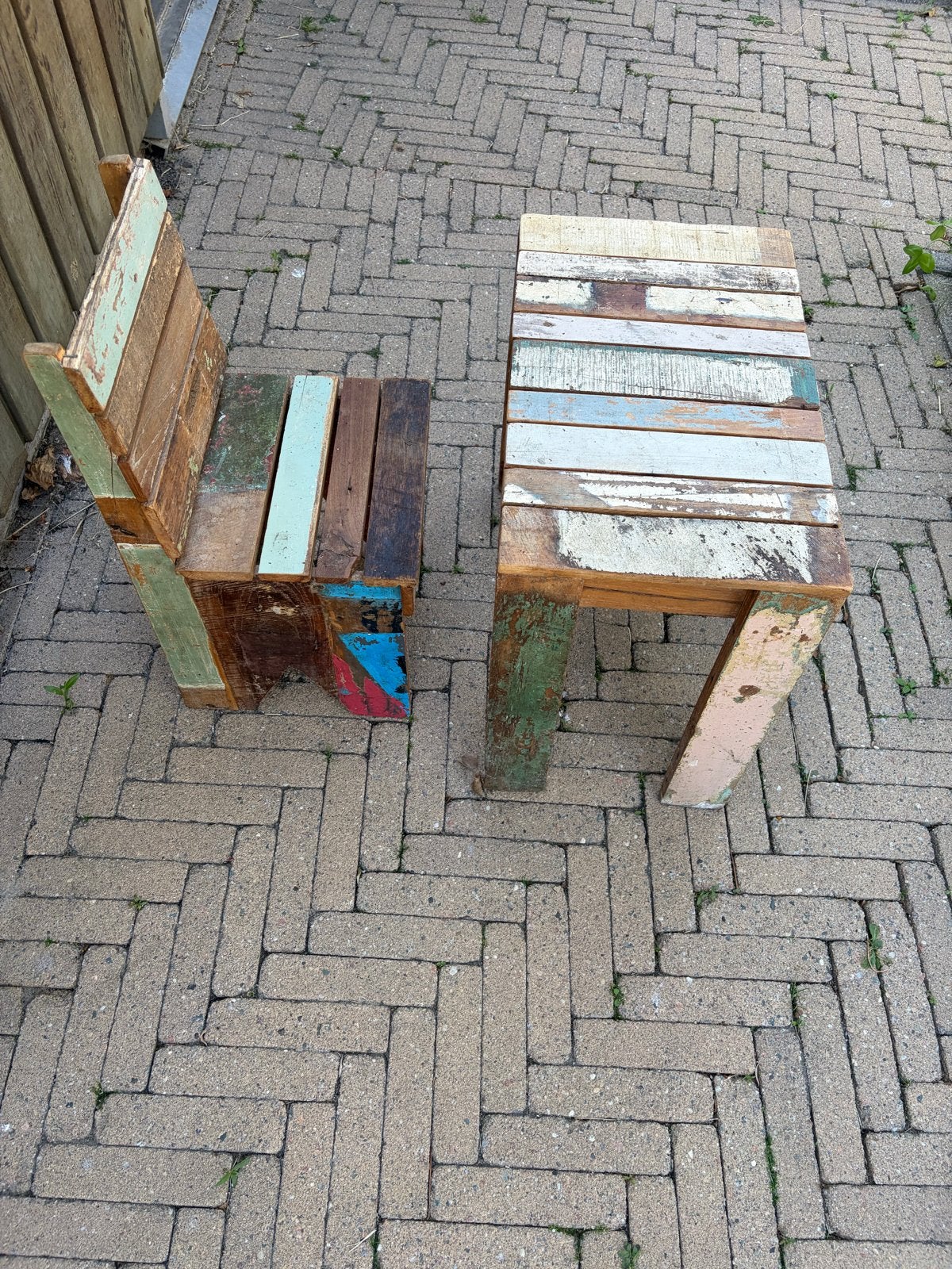Sloophouten stoel en tafel kind, Kinderen en Baby's, Kinderkamer | Tafels en Stoelen, Ophalen, Gebruikt, Tafel(s) en Stoel(en)