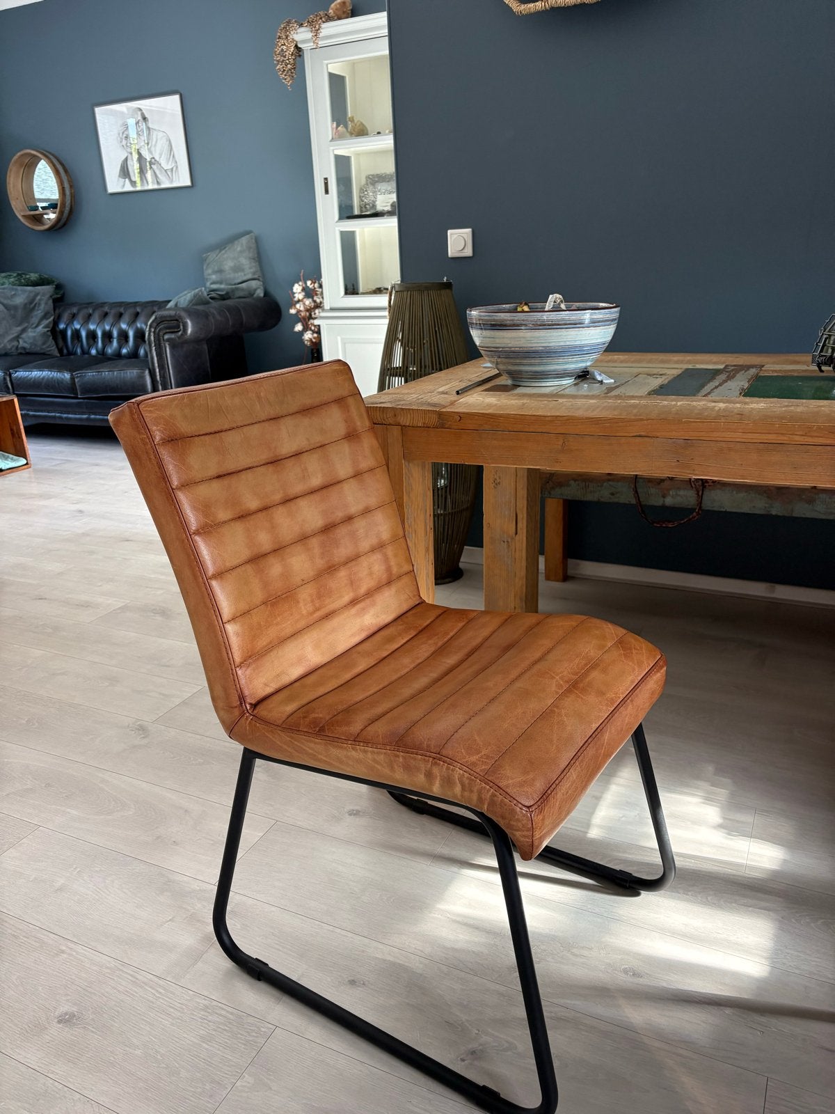 Goossens leren eetkamerstoelen, Huis en Inrichting, Gebruikt, Bruin, Leer, Ophalen of Verzenden