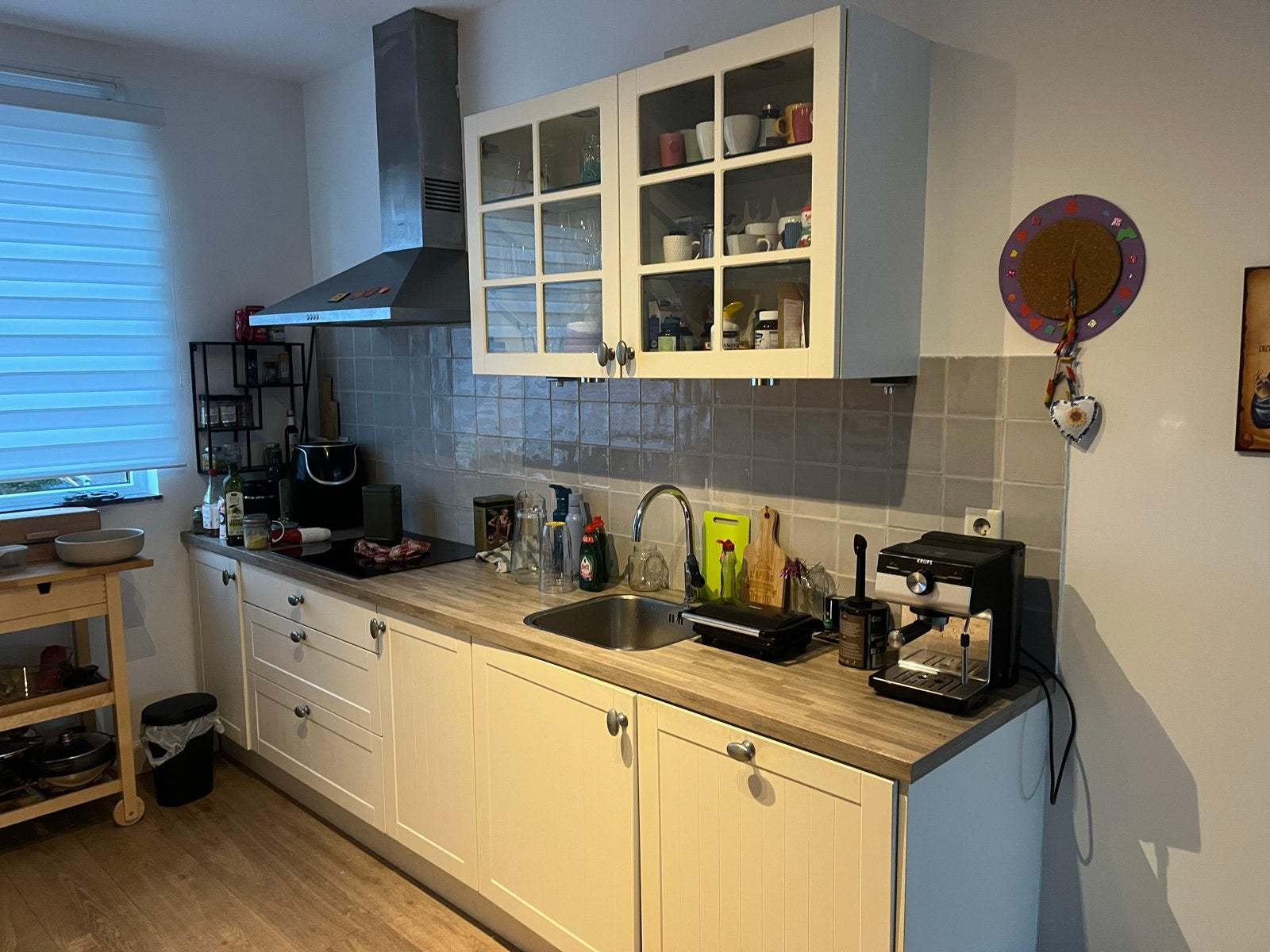 Complete keuken met oven, koelkast en vriezer, Ophalen, Gebruikt, Wit, Enkelwandige keuken