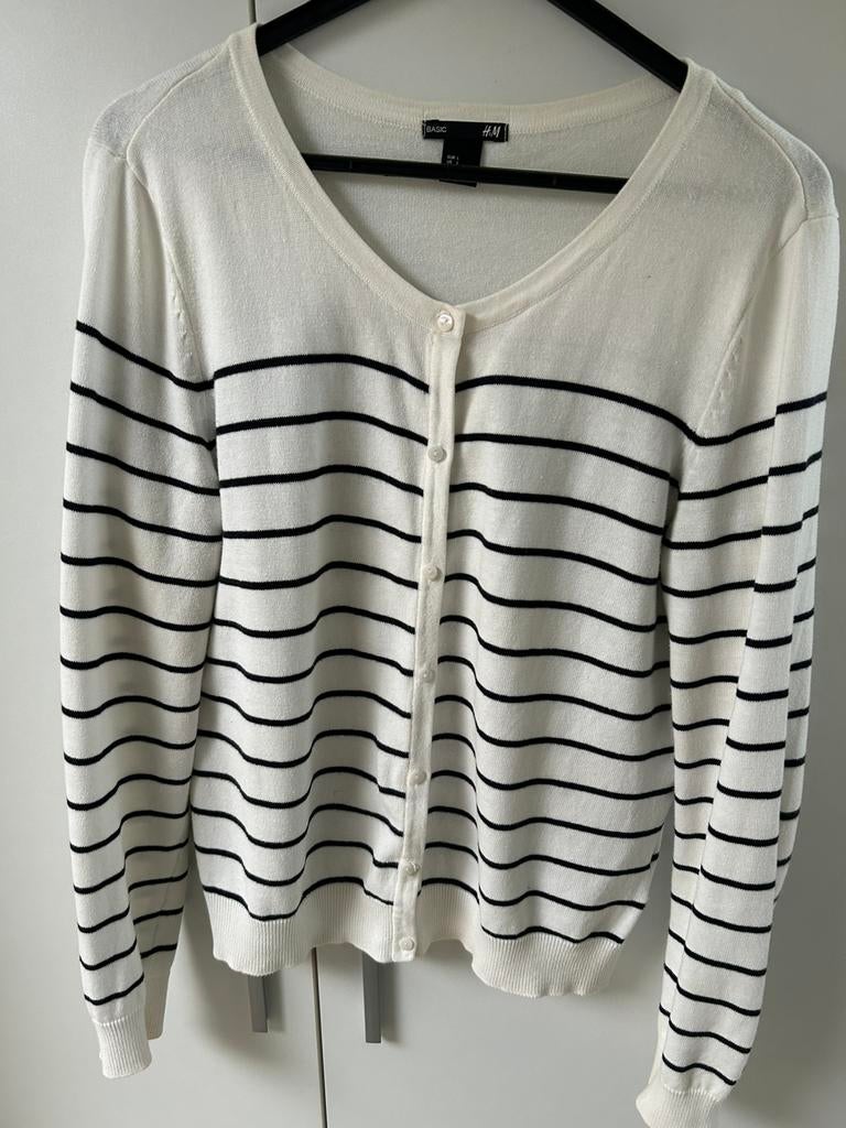Vest wit zwart streep 40-42 HM, Verzenden, Zo goed als nieuw, Maat 38/40 (M), Overige kleuren