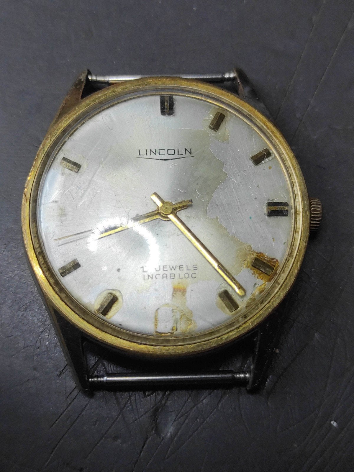 Lincoln mechanisch opwind horloge gold plated, Ophalen of Verzenden, Goud, Overige merken, 1960 of later