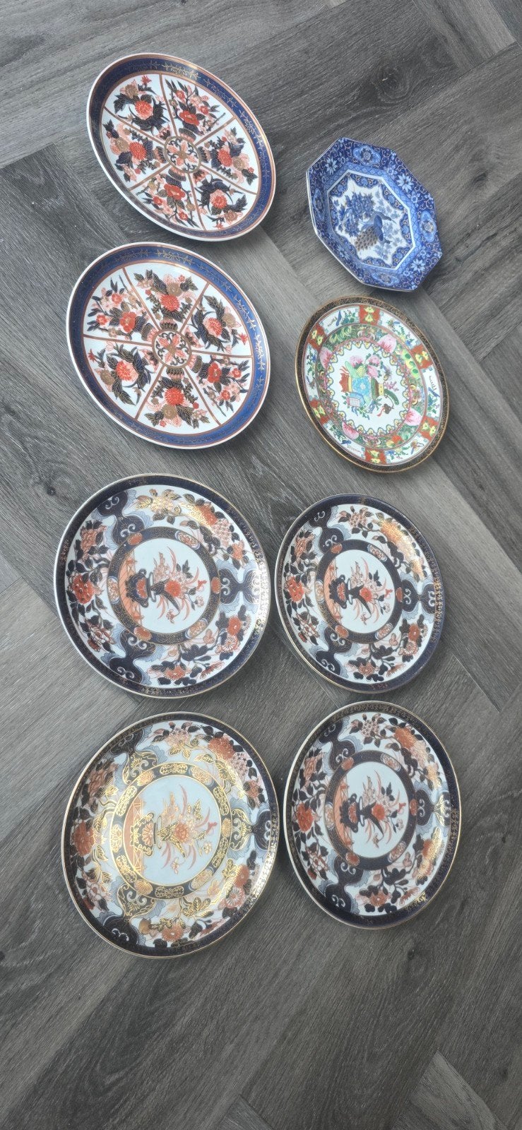 Set van 8 decoratieve borden, Japans en Chinees porselein, Ophalen of Verzenden