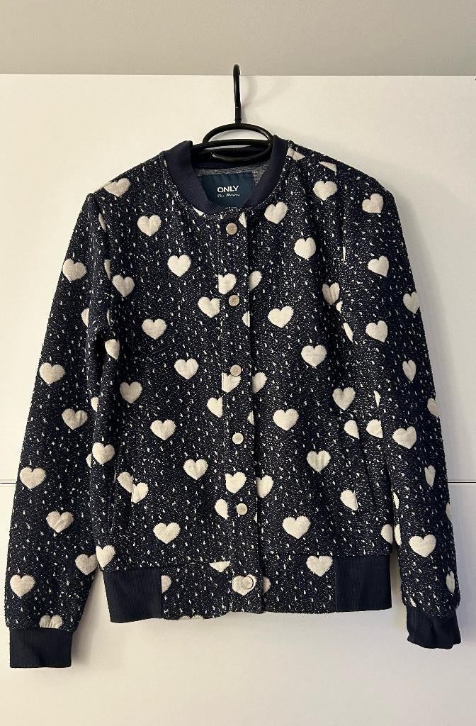 Only blauwe gilet met witte hartjes, Blauw, Ophalen of Verzenden, Maat 34 (XS) of kleiner, ONLY