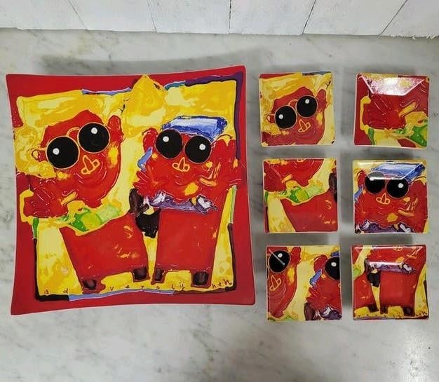 Ad Verstijnen schalen set - in de zon zitten -, Antiek en Kunst, Ophalen of Verzenden