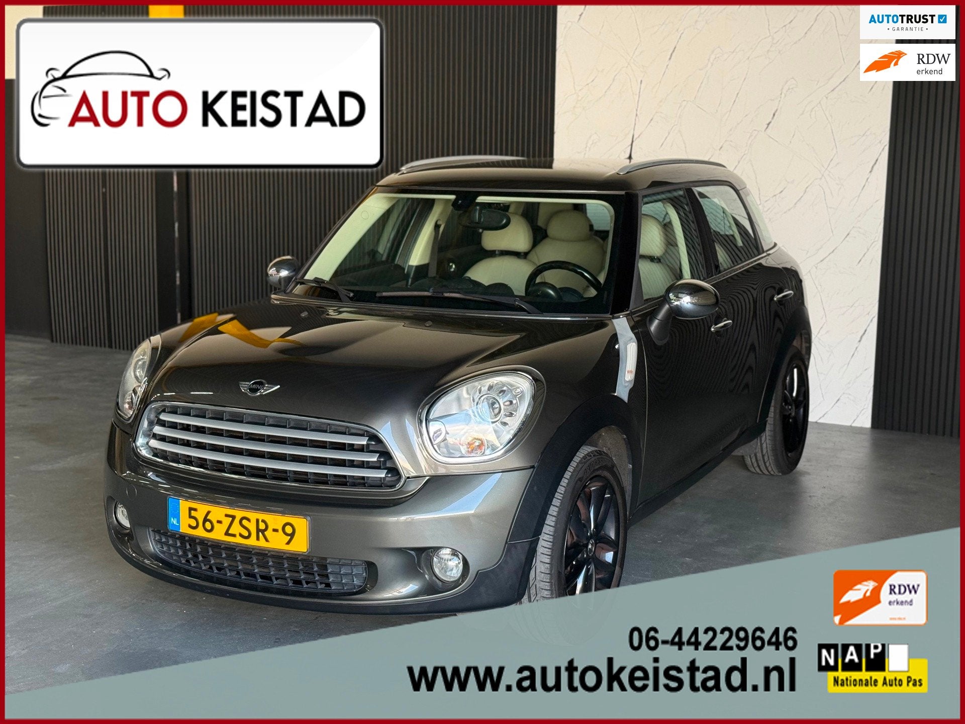Mini Countryman 1.6 Cooper CHILI LEDER/NAVIGATIE/XENON! NETT, Auto's, Euro 5, Gebruikt, Beige, 122 pk
