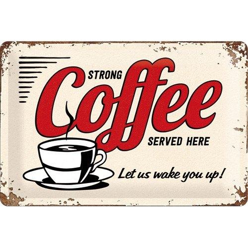 Coffee strong koffie relief reclamebord van metaal wandbord
