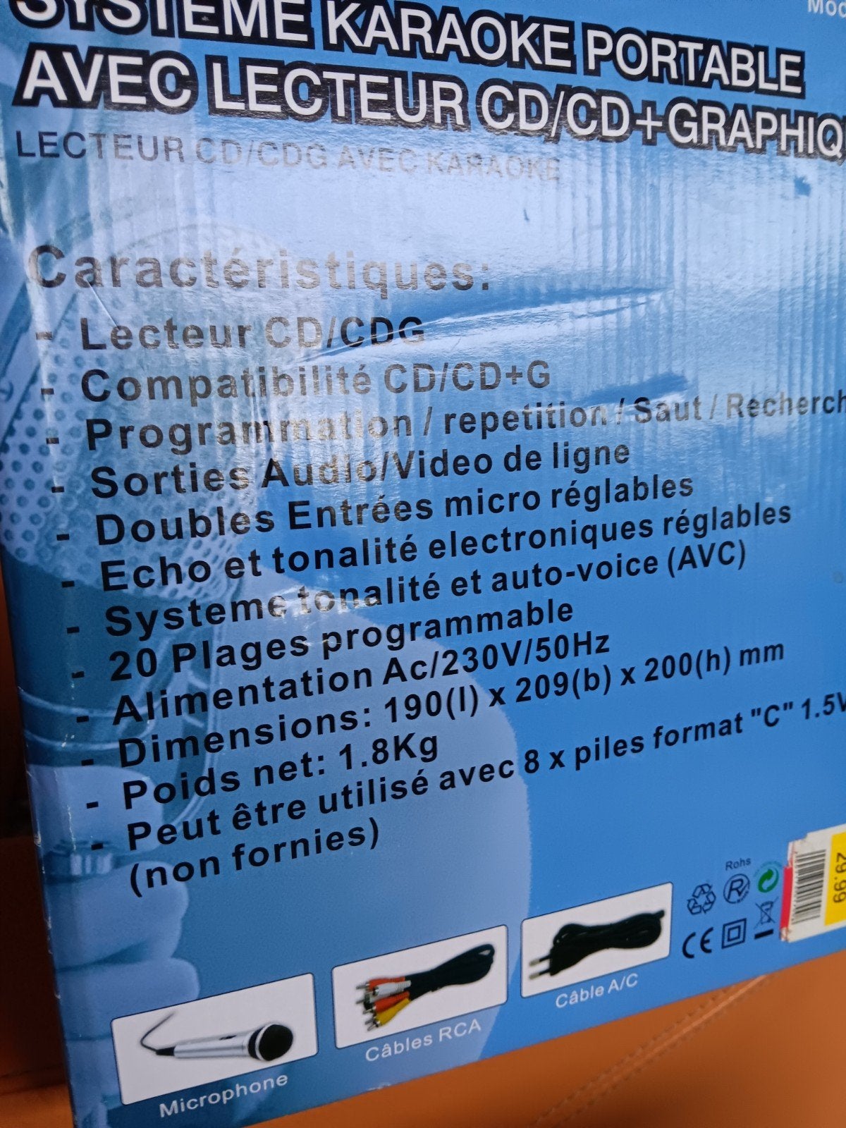 Marquannt MKK-2 Draagbaar Karaoke Systeem met CD/CD+G, Ophalen