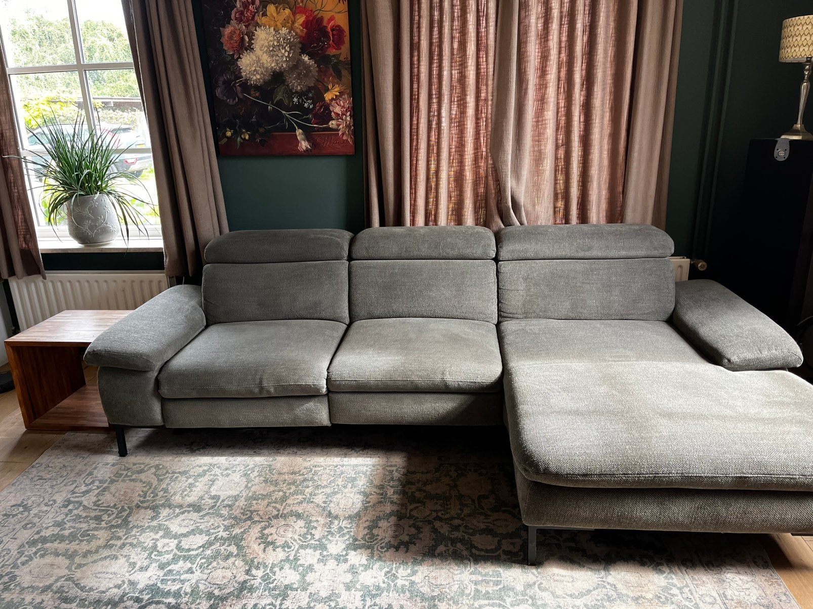 Bankstel met chaise longue, Ophalen, 250 tot 300 cm, Driepersoons, 75 tot 100 cm