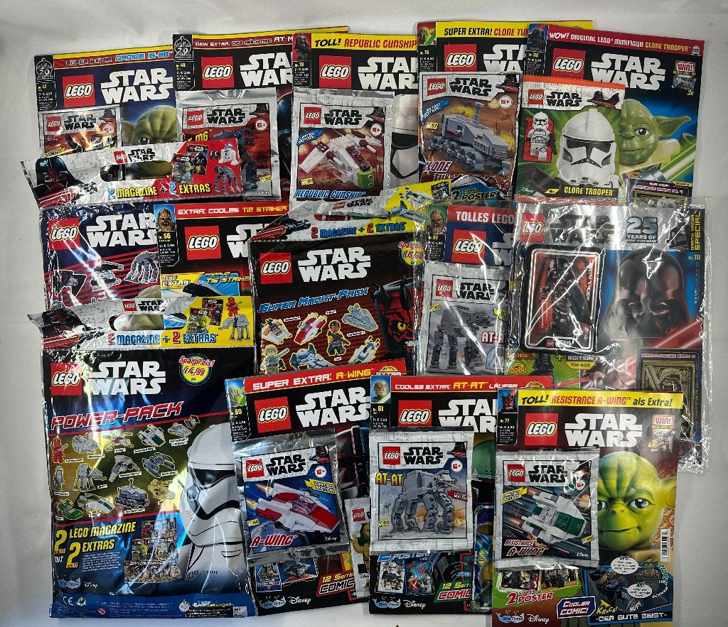 LEGO Star Wars Tijdschriften +  Mini figures & meer - 14 stk, LEGO Star Wars, Onbekend, Ophalen of Verzenden, Zo goed als nieuw