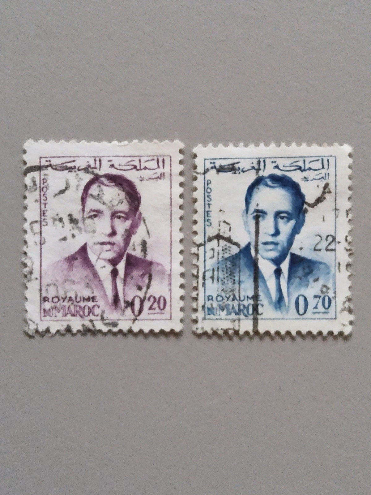 Marokko postzegels Koning Mohammed V - 2 stuks, Verzenden, Overige landen, Gestempeld