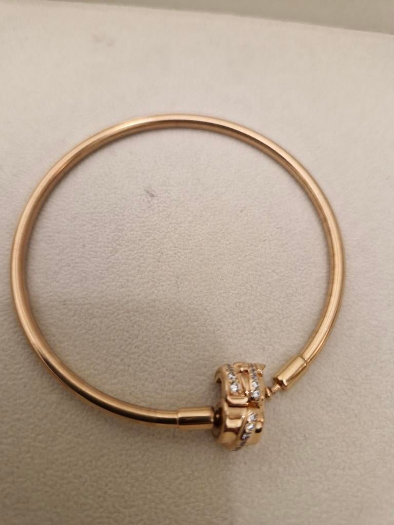 Pandora rosé clip bangle armband, Ophalen of Verzenden, Zo goed als nieuw, Roze, Goud