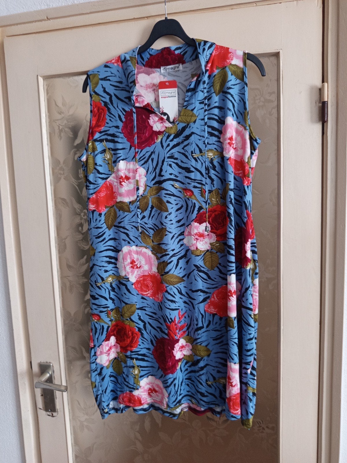Magna Fashion Zomerjurk met Bloemenprint en Zebrapatroon, Ophalen of Verzenden, Nieuw, Rood, Jurk