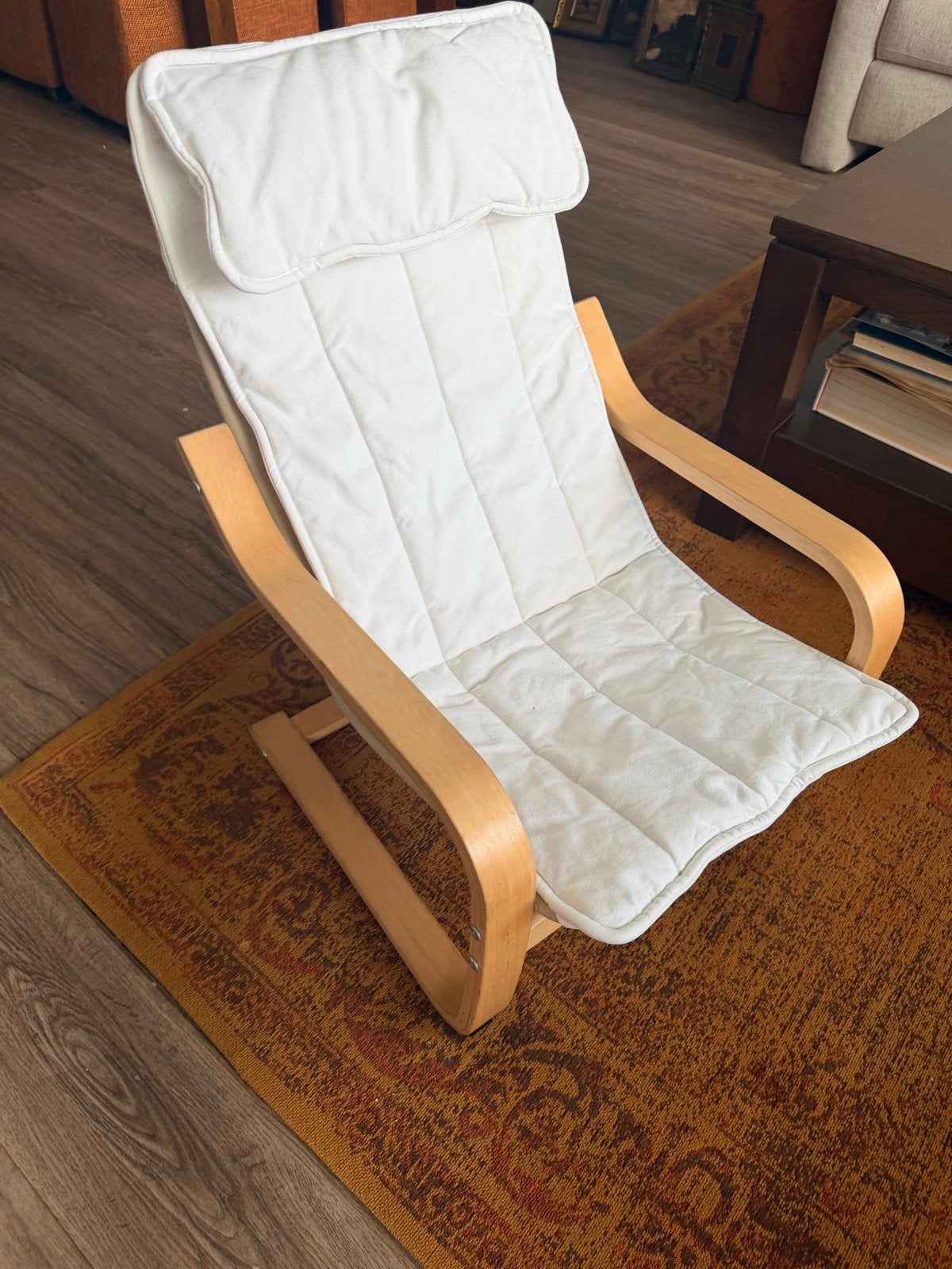 IKEA POÄNG Kinderfauteuil – Berkenfineer met Wit los Kussen, Ophalen, Gebruikt, Overige typen