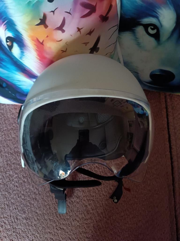 Witte Vinz Scooter/Brommer Helm Maat M - Z.G.A.N., Ophalen of Verzenden, Zo goed als nieuw, Medium, Vinz