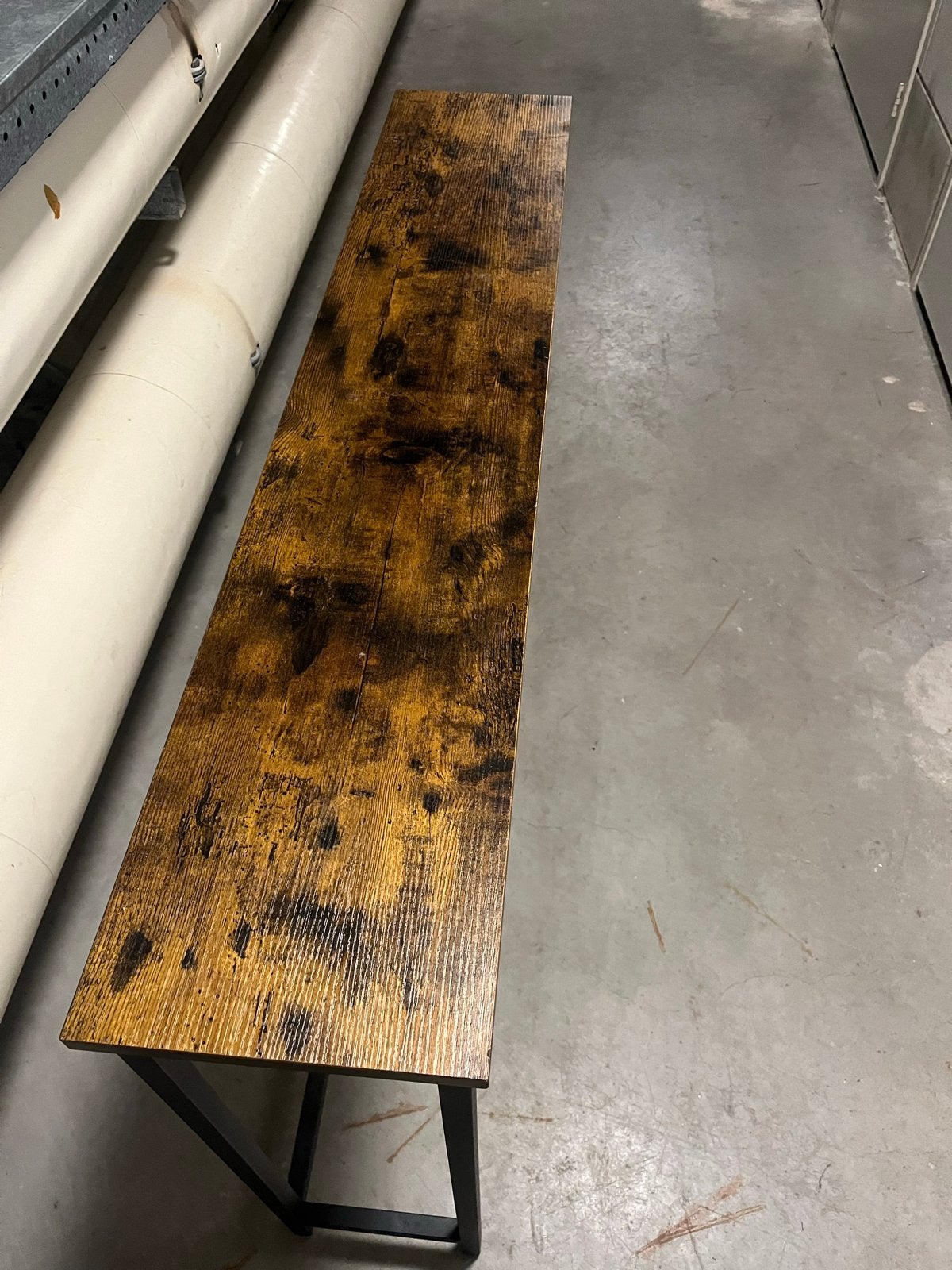Lange smalle tafel / plank met industriële hout look, Zo goed als nieuw, 75 cm of meer, Rechthoekig, Hout