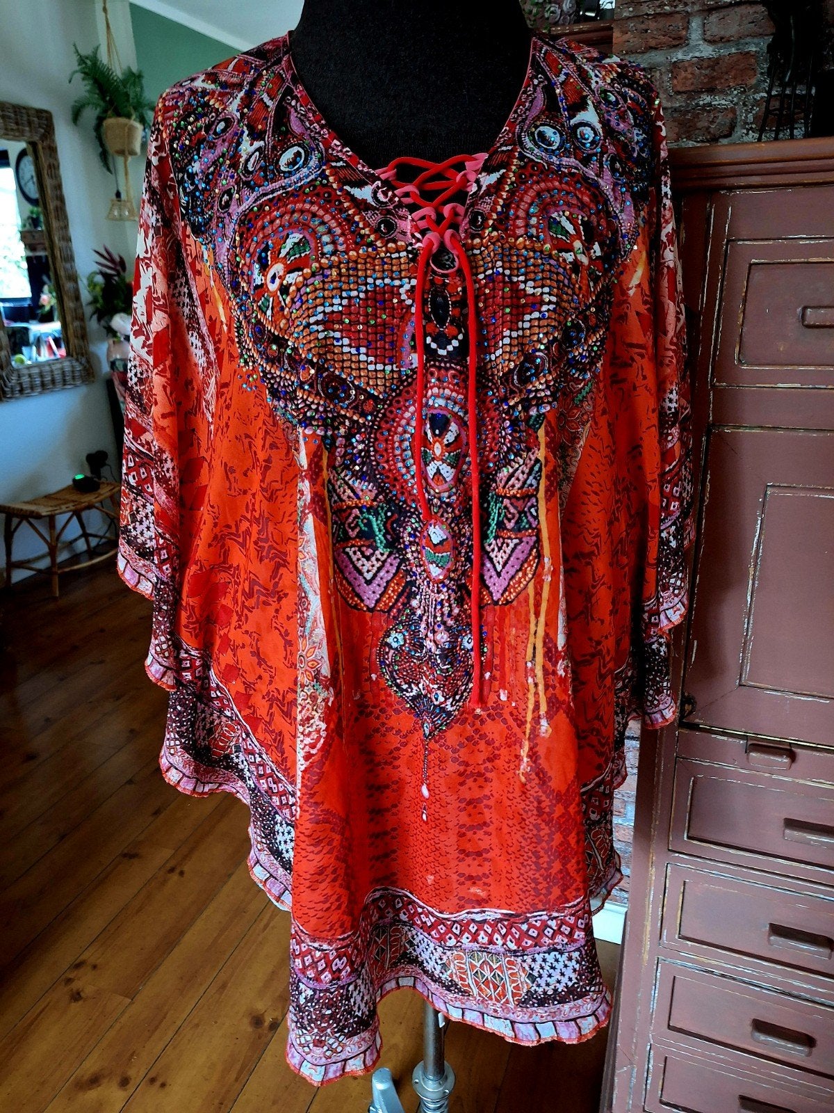 Voile tuniek maat m l xl xxl oranje, Ophalen of Verzenden, Zo goed als nieuw, Maat 46/48 (XL) of groter, Oranje