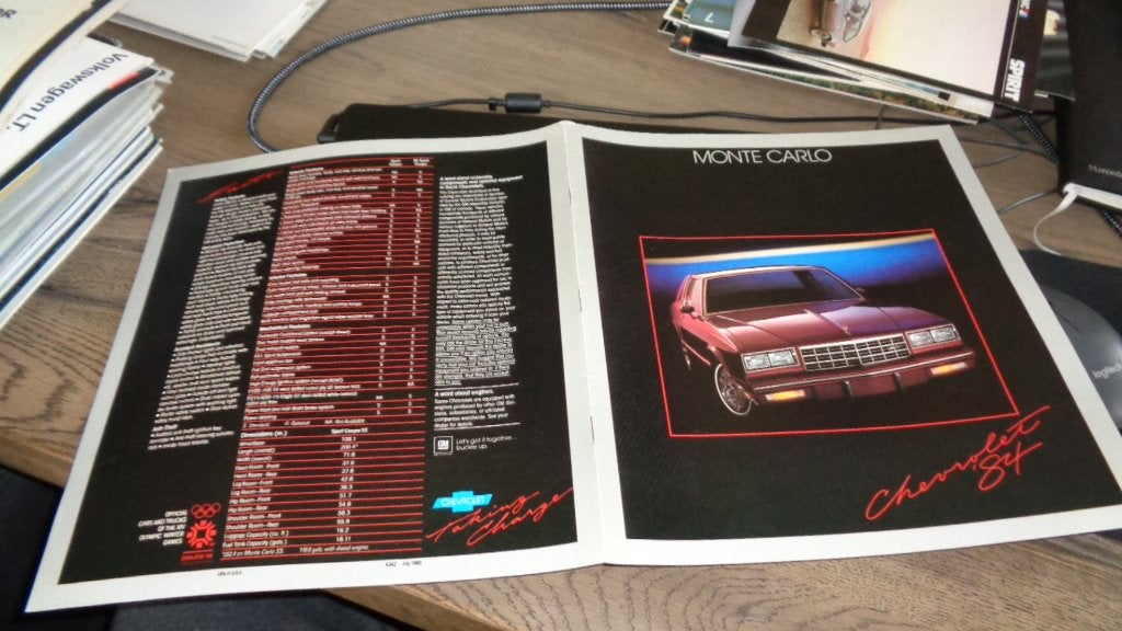 USA Folder CHEVROLET  MONTE CARLO  ,  1984, Verzenden, Nieuw, Chevrolet