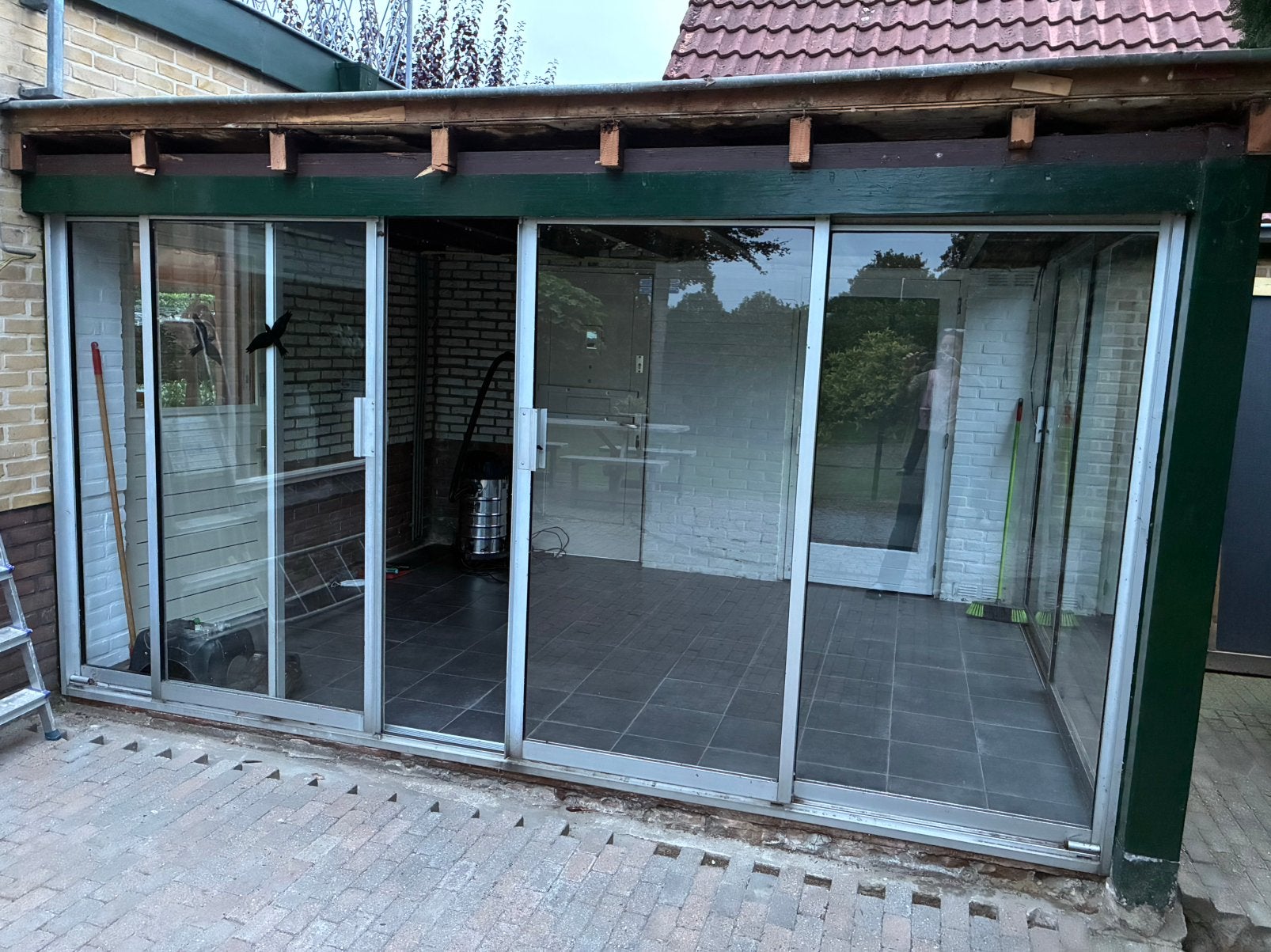 Glazen schuifpui aluminium frame teab, Tuin en Terras, Ophalen, Gebruikt