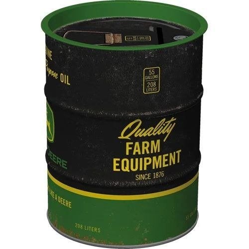 John Deere Oil barrel reclame spaarpot van metaal deco, Info@deconoord.nl, Deco Noord, Nieuw, Ophalen of Verzenden