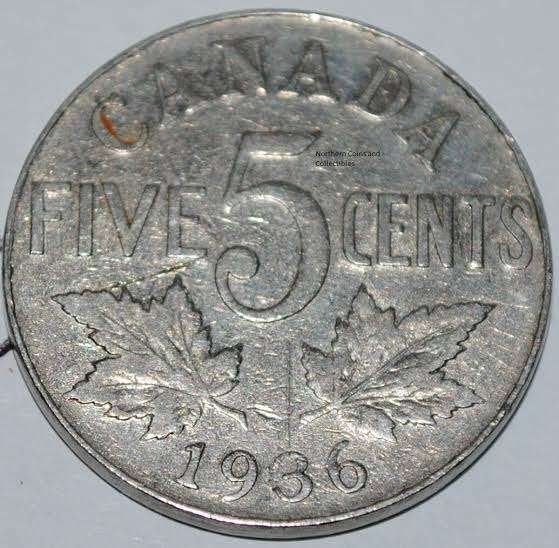 Canada - 5 cent 1936 - circulated, Verzenden, Noord-Amerika, Losse munt
