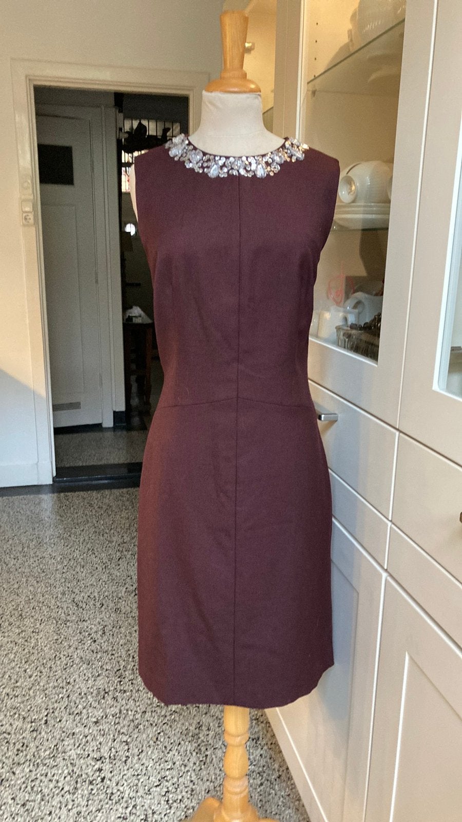 NIEUWE Birger/Mikkelsen aubergine WOLLEN jurk, bijz. hals 38, Maat 38/40 (M), Paars, Nieuw, Ophalen of Verzenden