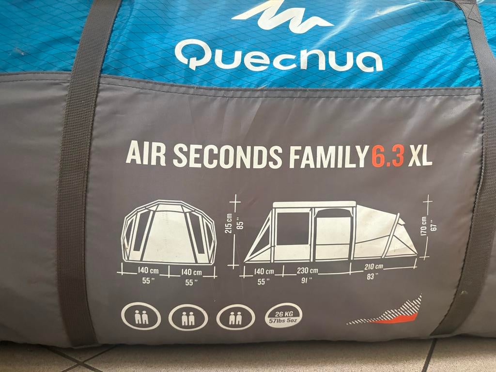 Quechua Air Seconds Family 6.3 XL - Opblaasbare Tent, Ophalen, Gebruikt, Tot en met 6