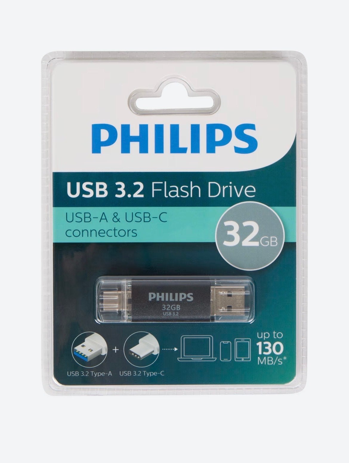 Philips USB 3.2 Flash Drive 32GB USB-A & USB-C, Ophalen of Verzenden, Nieuw, 32 GB