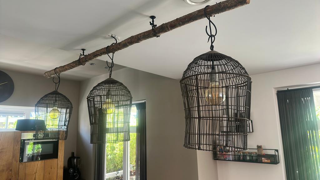 Lampen van oude 3 vogelhuisjes, Ophalen, Zo goed als nieuw