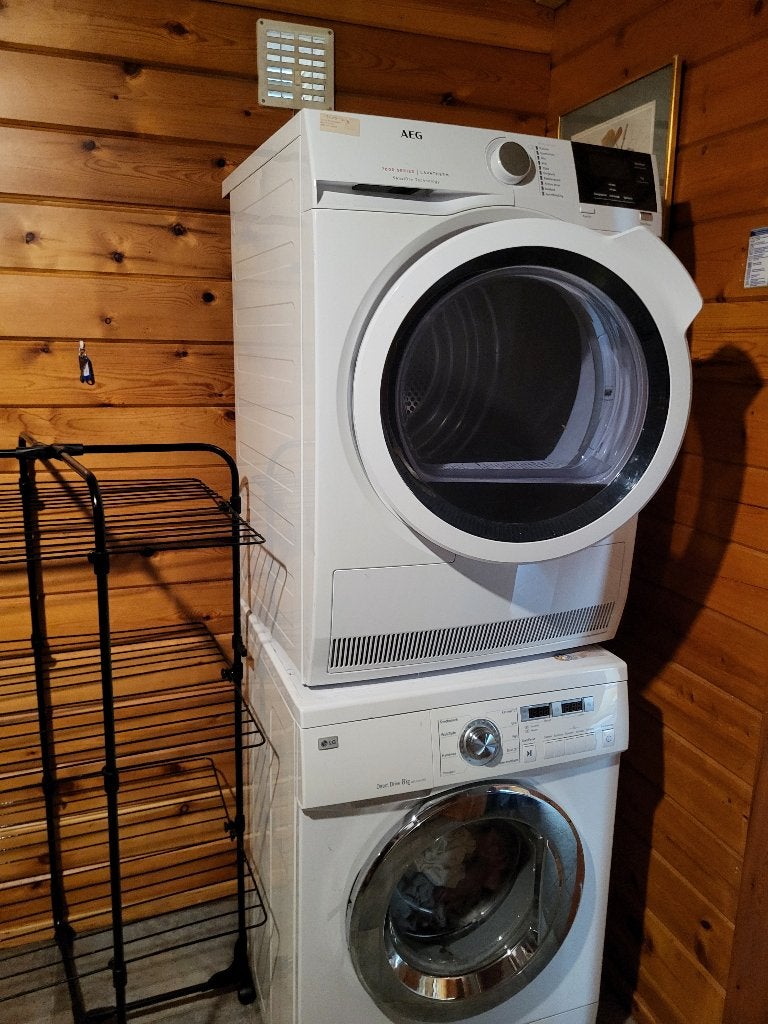 AEG Lavatherm 7000  Condensdroger inclusief LG wasmachine, Witgoed en Apparatuur, Wasdrogers, Ophalen, 6 tot 8 kg, Gebruikt, Anti-kreukfase