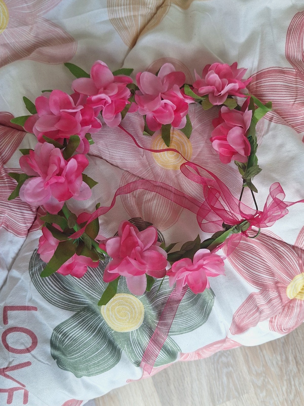 Bloemenkrans Kroon Roze Bloemen Haarband Festival, Ophalen of Verzenden, Nieuw, One size fits all, Hoed