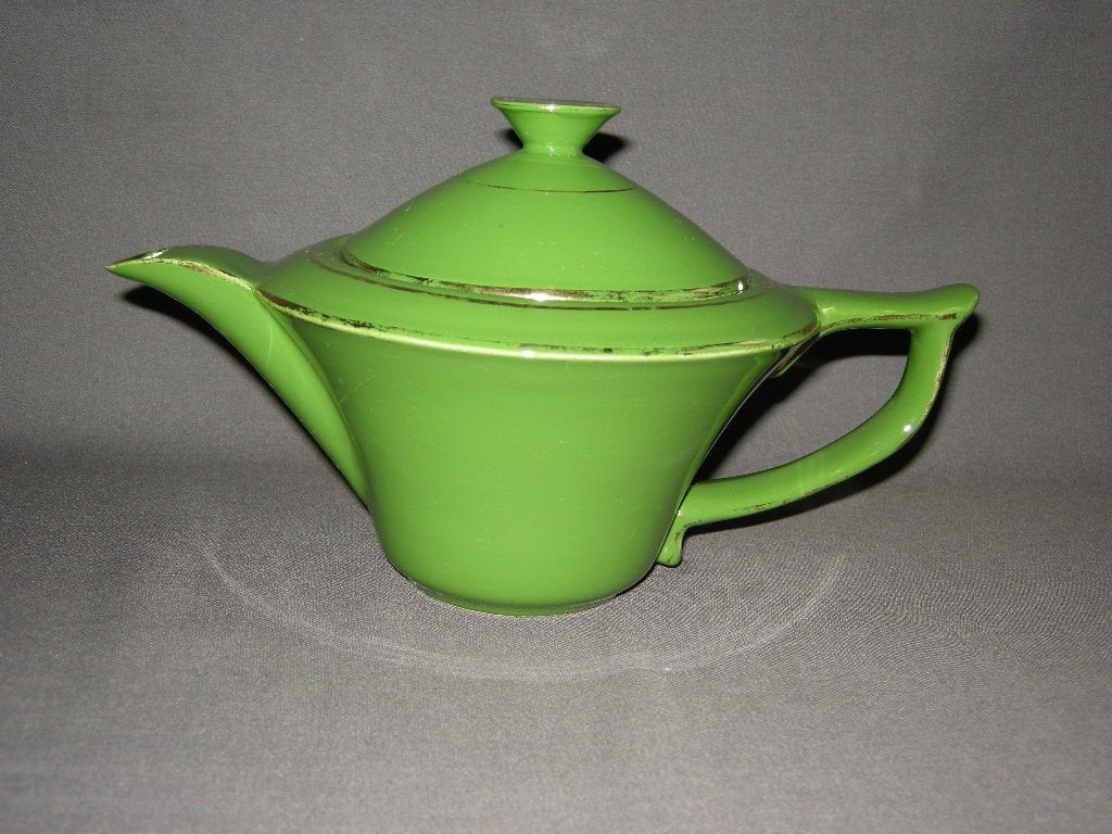 groene theepot met goudkleurige bies, Antiek en Kunst, Ophalen of Verzenden