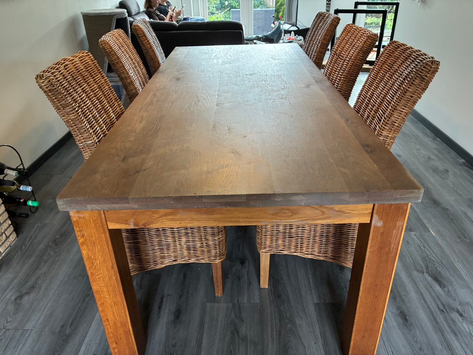 Mooie eethoek met stoelen, Ophalen, Gebruikt, 100 tot 150 cm, Eikenhout