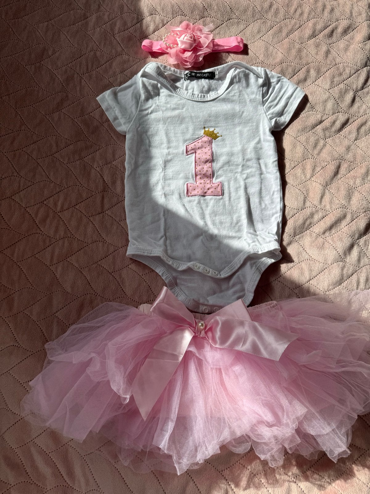 1e Verjaardag Outfit Meisje - Romper, Tutu & Haarband, Ophalen of Verzenden, Zo goed als nieuw, Meisje
