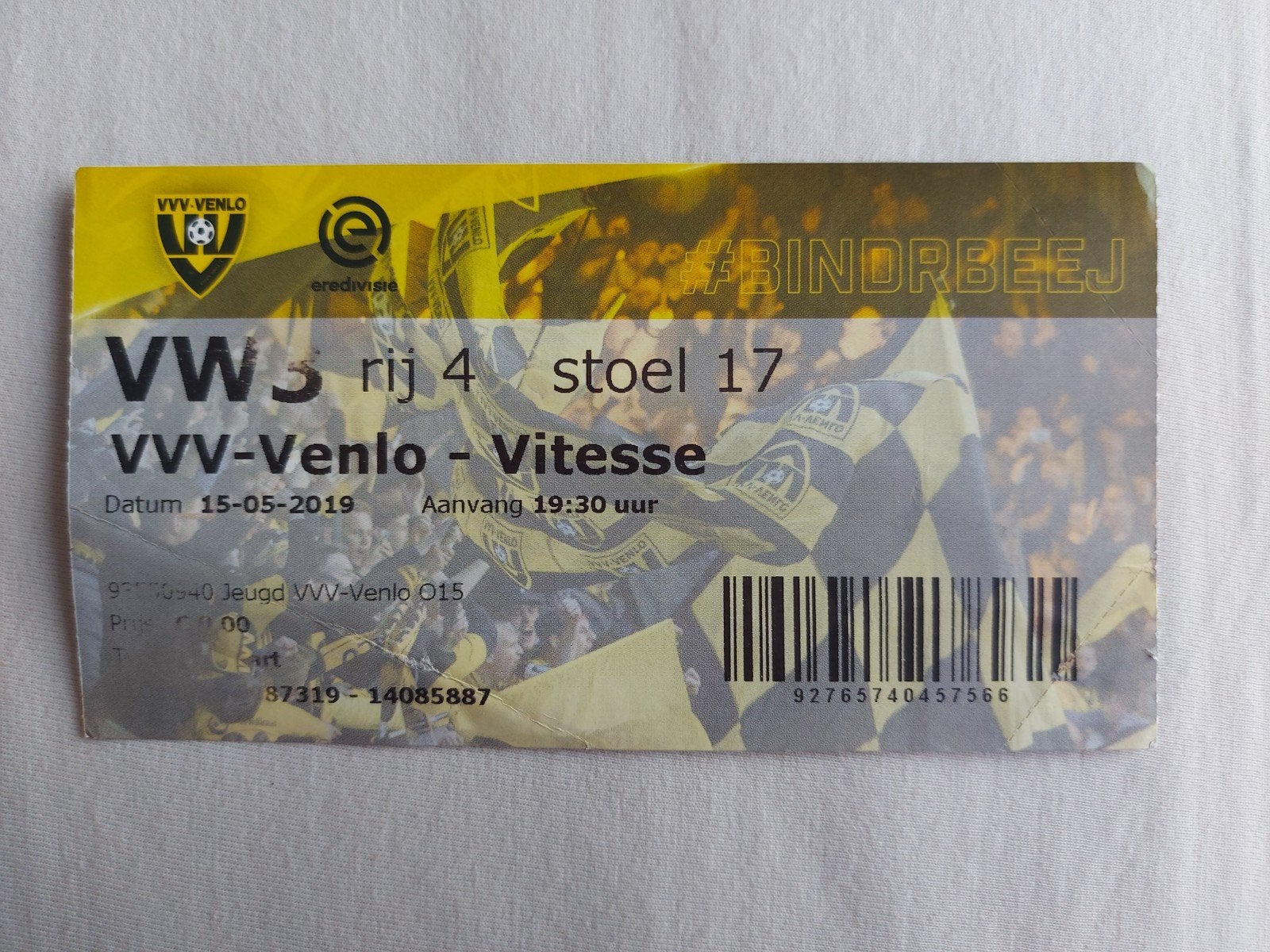 Ticket VVV-Venlo - Vitesse 15-5-2019, Verzenden, Zo goed als nieuw