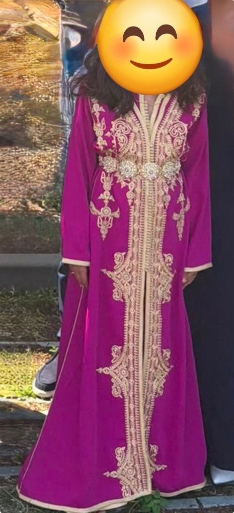 Marokkaanse jurkTakshita fuchsia roze, Kleding | Dames, Gelegenheidskleding, Ophalen, Overige typen, Zo goed als nieuw, Roze