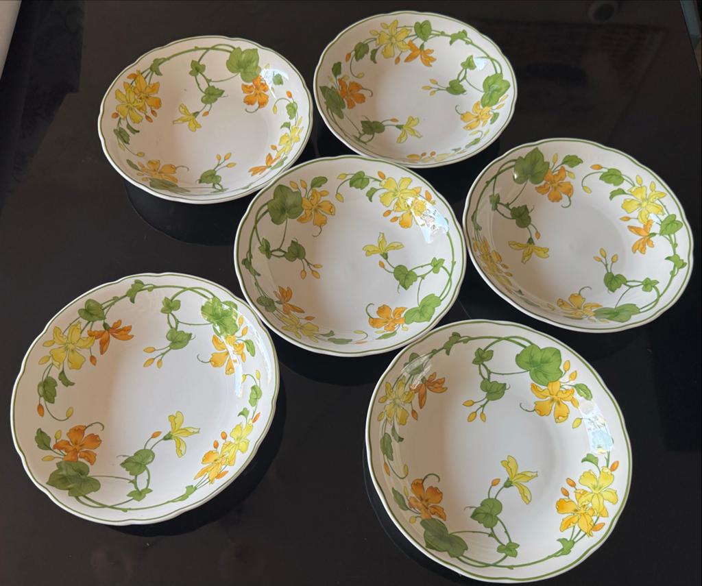 Villeroy & Boch Geranium - 6 diepe borden 20 cm, Huis en Inrichting, Keuken | Servies, Ophalen of Verzenden, Zo goed als nieuw