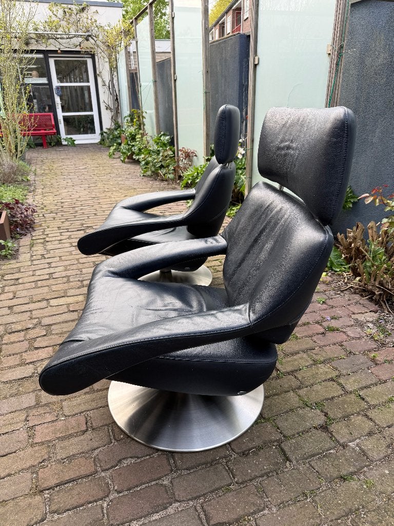 2x DS255 Fauteuil Donkerblauw leer in mooie staat, Huis en Inrichting, Fauteuils, Ophalen, Klassiek Chique Modern Industrieel
