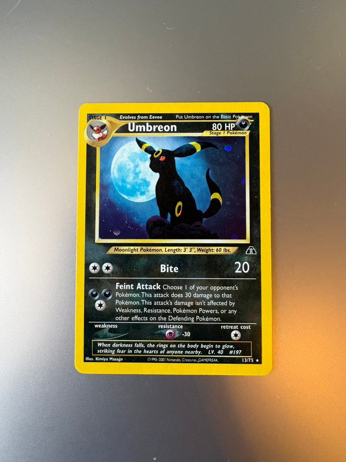 Pokémon Umbreon 13/75 Neo Discovery 2001, Ophalen of Verzenden, Zo goed als nieuw
