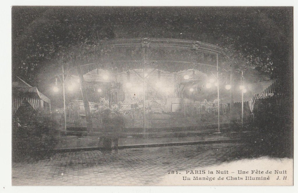 Kermis.  Draaimolens.   Paris la Nuit., Verzamelen, Verzenden, Voor 1920, Ongelopen, Overige thema's