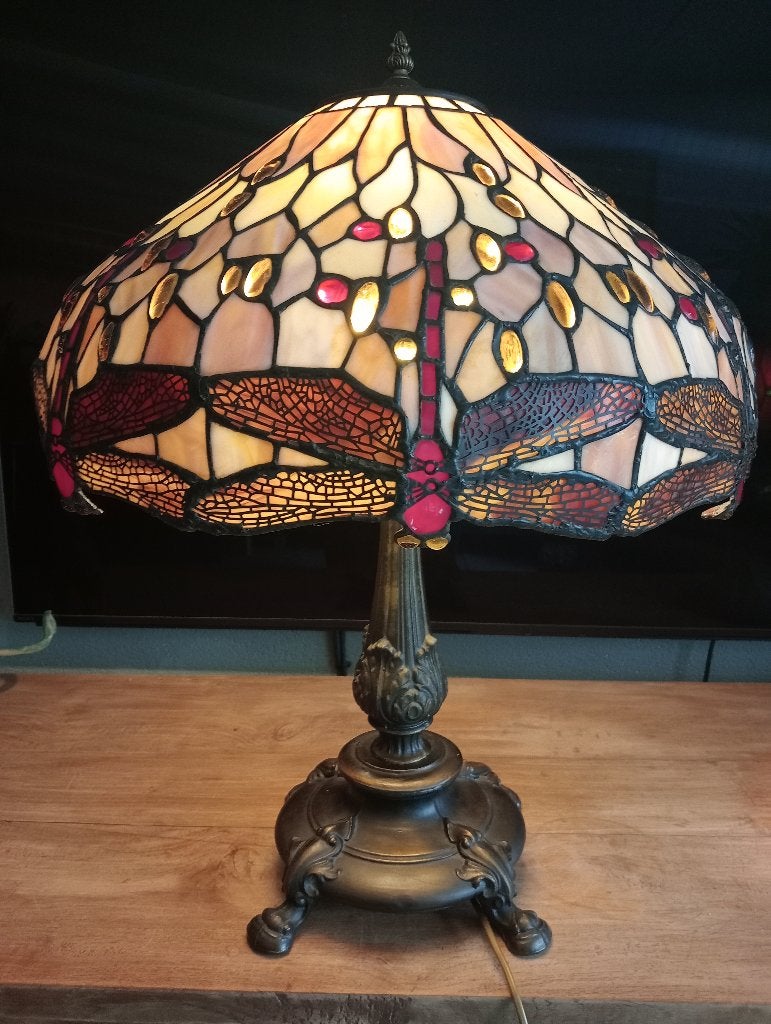 Tiffany libelle dragonfly tafellamp 70x50, Huis en Inrichting, Ophalen