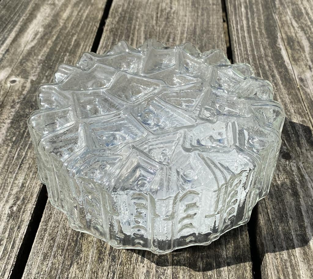 leuke Plafonniere - lamp vintage retro mid century design, Ophalen of Verzenden, Zo goed als nieuw, Glas, Vintage retro