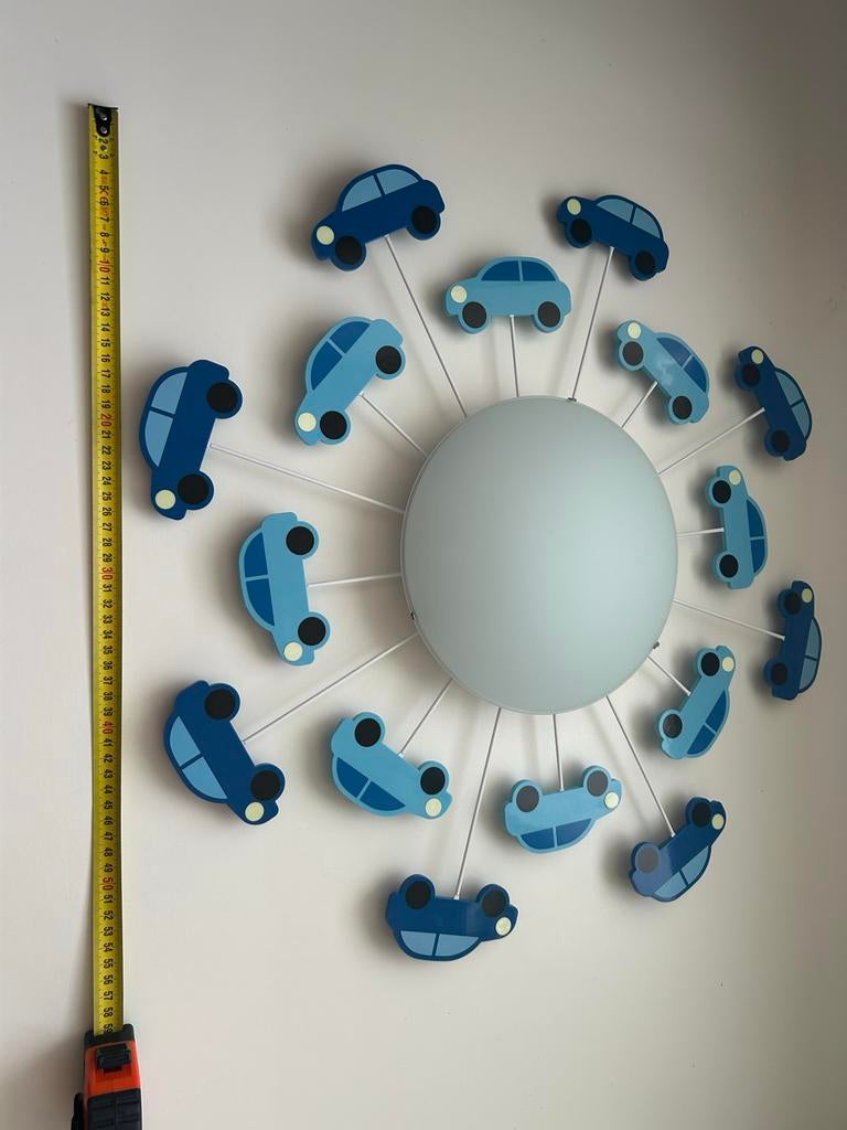 Plafondlamp kinderkamer met auto's, Huis en Inrichting, Lampen | Plafondlampen, Ophalen, Gebruikt, Kunststof
