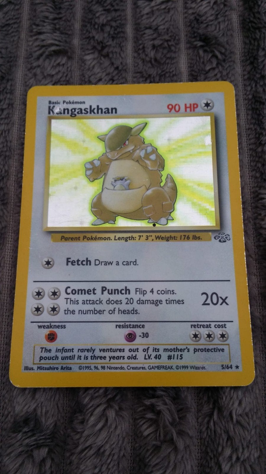 Kangaskhan 5/64 Holo 90HP Jungle Set Engels, Ophalen of Verzenden, Zo goed als nieuw, Losse kaart, Foil