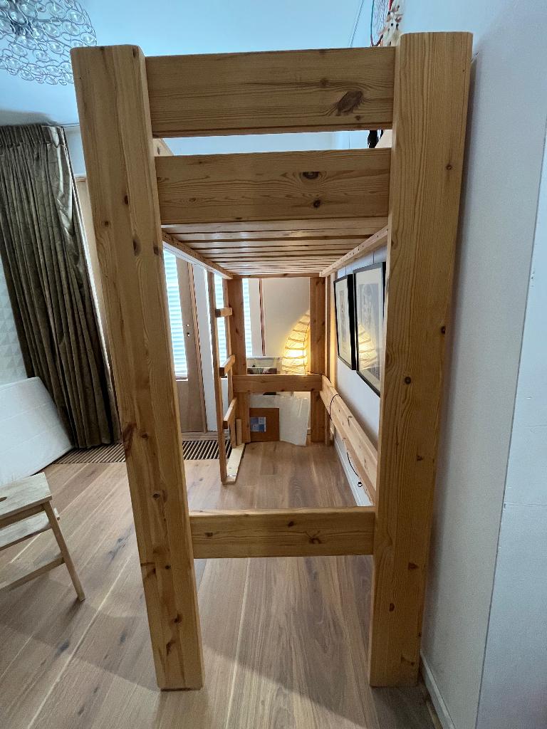 massief vuren houten stapelbed, Huis en Inrichting, Ophalen, 160 tot 180 cm, 190 cm of minder, Zo goed als nieuw