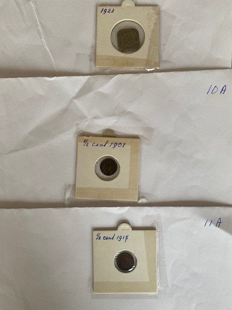 0,5 cent 1901 en 1917: 5 cent 1923, Postzegels en Munten, Munten | Nederland, Ophalen of Verzenden, Koningin Wilhelmina, 1 cent