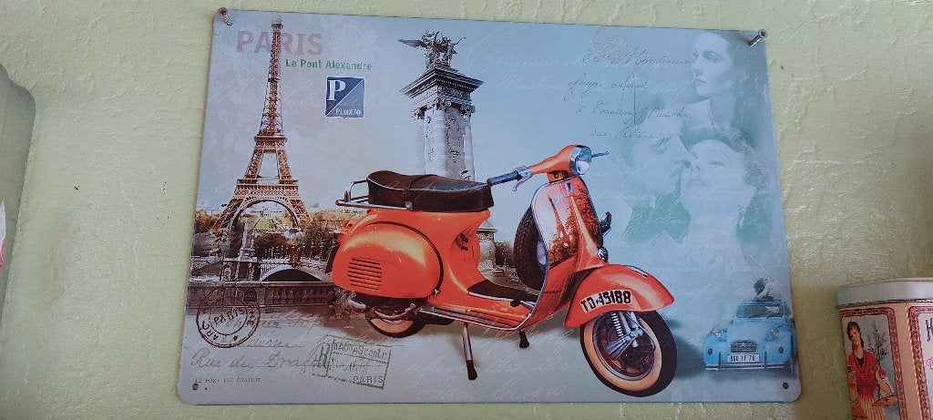 reclamebord Vespa - Paris, Ophalen of Verzenden, Nieuw, Auto's